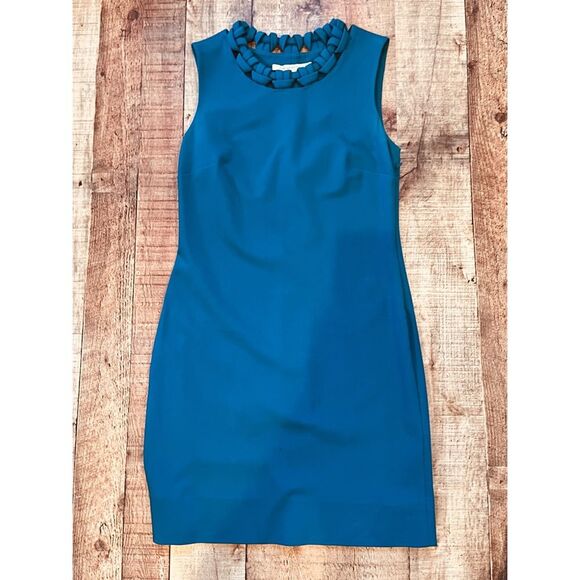 Diane Von Furstenberg Ayanna Blue Sleeveless Dress Size 8 Office Career - Picture 9 of 13